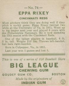 Eppa Rixey  baseball card collectible - Main Image 2