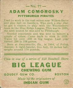 Adam Comorosky  baseball card collectible - Main Image 2