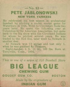 Pete Jablonowski  baseball card collectible - Main Image 2
