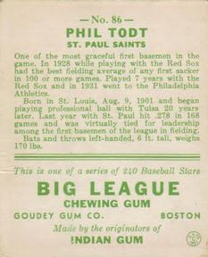 Phil Todt  baseball card collectible - Main Image 2
