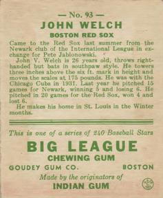 John Welch  baseball card collectible - Main Image 2