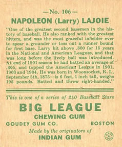 Napoleon “Larry” Lajoie  baseball card collectible - Main Image 2