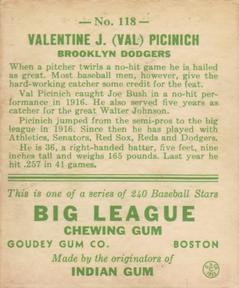 Valentine J. “Val” Picinich  baseball card collectible - Main Image 2