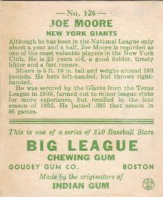 Joe Moore  baseball card collectible - Main Image 2