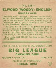 Elwood “Woody” English  baseball card collectible - Main Image 2