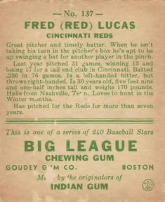 Fred “Red” Lucas  baseball card collectible - Main Image 2