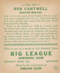 Ben Cantwell  baseball card collectible - Main Image 2