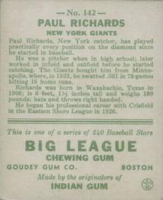 Paul Richards  baseball card collectible - Main Image 2
