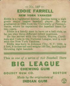 Eddie Farrell  baseball card collectible - Main Image 2