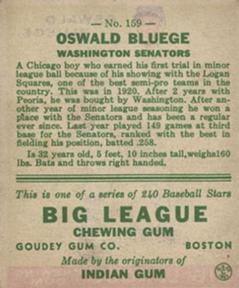 Oswald Bluege  baseball card collectible - Main Image 2
