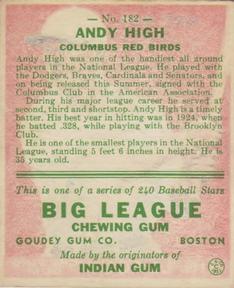 Andy High  baseball card collectible - Main Image 2