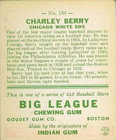 Charley Berry  baseball card collectible - Main Image 2