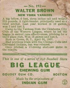 Walter Brown  baseball card collectible - Main Image 2