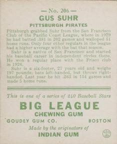 Gus Suhr  baseball card collectible - Main Image 2