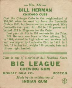 Bill Herman  baseball card collectible - Main Image 2
