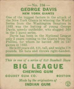 George Davis  baseball card collectible - Main Image 2