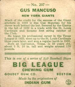 Gus Mancuso  baseball card collectible - Main Image 2