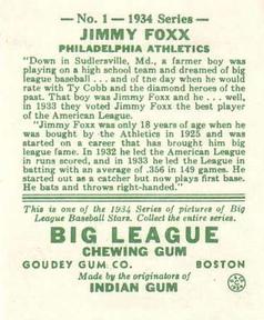Jimmie Foxx  baseball card collectible - Main Image 2