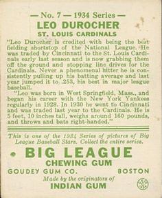 Leo Durocher  baseball card collectible - Main Image 2