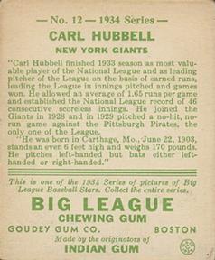 Carl Hubbell  baseball card collectible - Main Image 2
