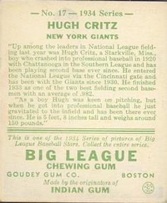 Hugh Critz  baseball card collectible - Main Image 2