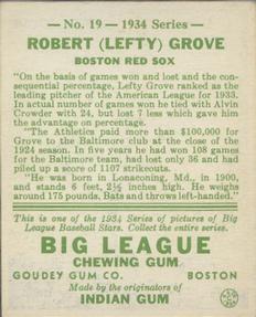 Lefty Grove  baseball card collectible - Main Image 2