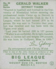 Gee Walker  baseball card collectible - Main Image 2