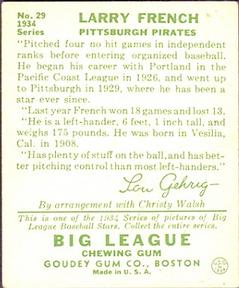 Larry French  baseball card collectible - Main Image 2