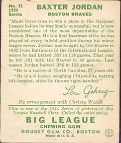 Baxter Jordan  baseball card collectible - Main Image 2