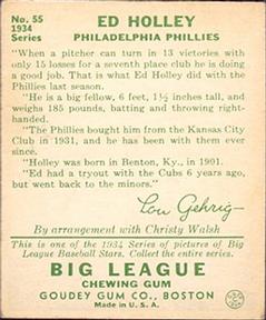 Ed Holley  baseball card collectible - Main Image 2