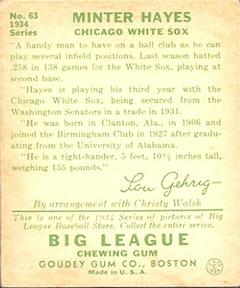 Minter Hayes  baseball card collectible - Main Image 2