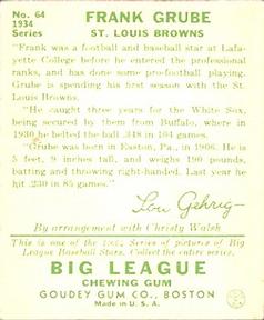 Frank Grube  baseball card collectible - Main Image 2
