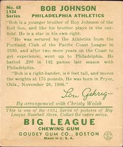 Bob Johnson  baseball card collectible - Main Image 2