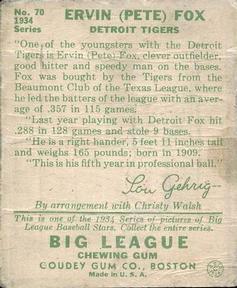 Pete Fox  baseball card collectible - Main Image 2