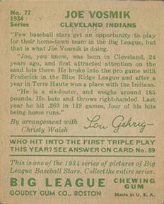 Joe Vosmik  baseball card collectible - Main Image 2