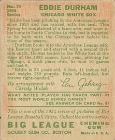 Eddie Durham  baseball card collectible - Main Image 2