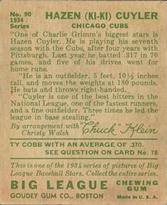 Kiki Cuyler  baseball card collectible - Main Image 2