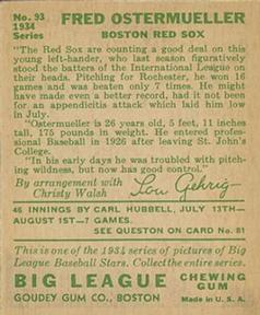 Fritz Ostermueller  baseball card collectible - Main Image 2