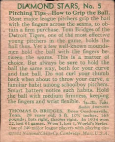 VAR: 1934 statistics on back  baseball card collectible - Main Image 2