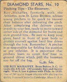 VAR: 1935 statistics on back, Bio indicates "formerly with the Athletics, now St. Louis Browns”  baseball card collectible - Main Image 2