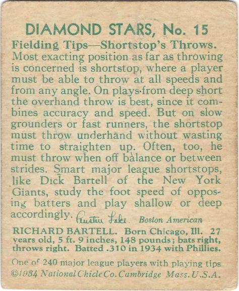 VAR: 1934 statistics on back, Bio indicates New York Giants  baseball card collectible - Main Image 2