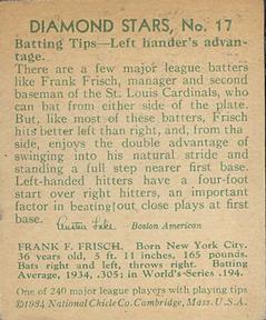 VAR: 1934 statistics on back  baseball card collectible - Main Image 2