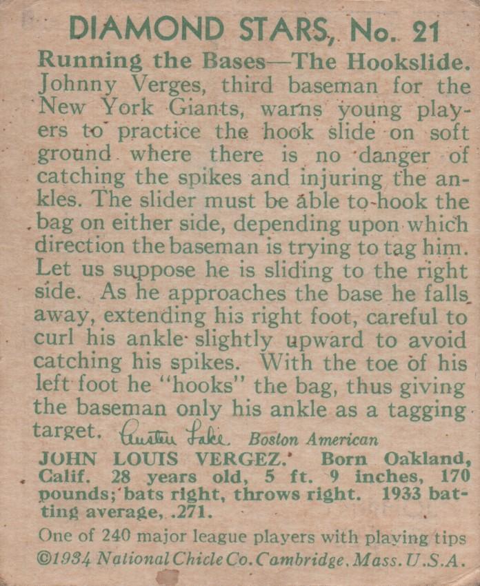 VAR: 1933 statistics, “New York Giants” on back  baseball card collectible - Main Image 2