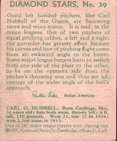 Carl Hubbell  baseball card collectible - Main Image 2