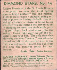 Rogers Hornsby  baseball card collectible - Main Image 2
