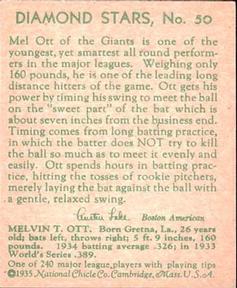 Mel Ott  baseball card collectible - Main Image 2