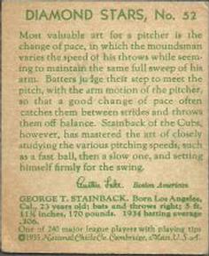 George Stainback  baseball card collectible - Main Image 2