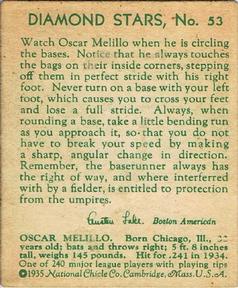 Oscar Melillo  baseball card collectible - Main Image 2