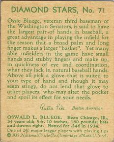 Ossie Bluege  baseball card collectible - Main Image 2