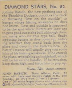 VAR: 1935 statistics on back, blue text, Dodgers not on front of uniform  baseball card collectible - Main Image 2